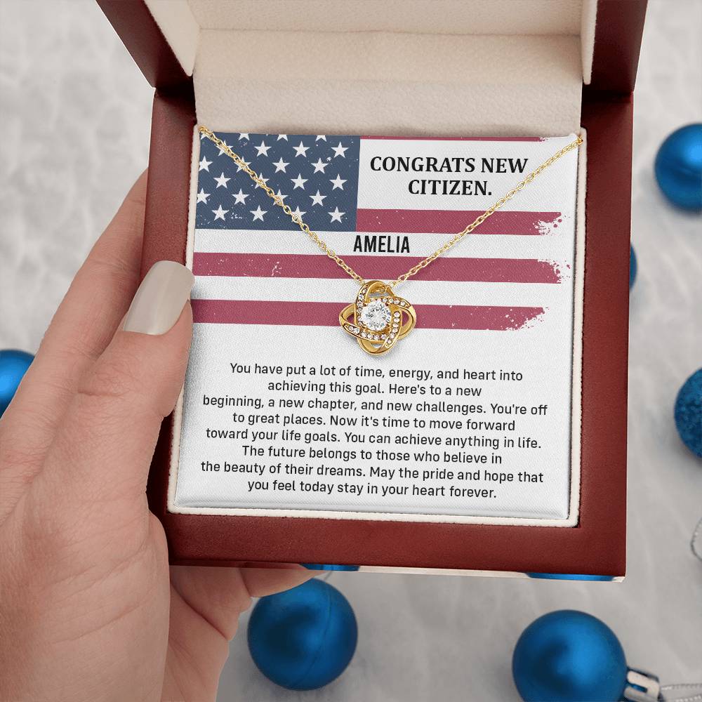 Congrats Necklace For New U.s. Citizen Amelia Necklace For New U.s. Citizen Necklace With Citizenship Message Gift For Citizenship Milestone Necklace For Official U.S Citizen Gift For American Citizenship Success Necklace For US Naturalization Celebration