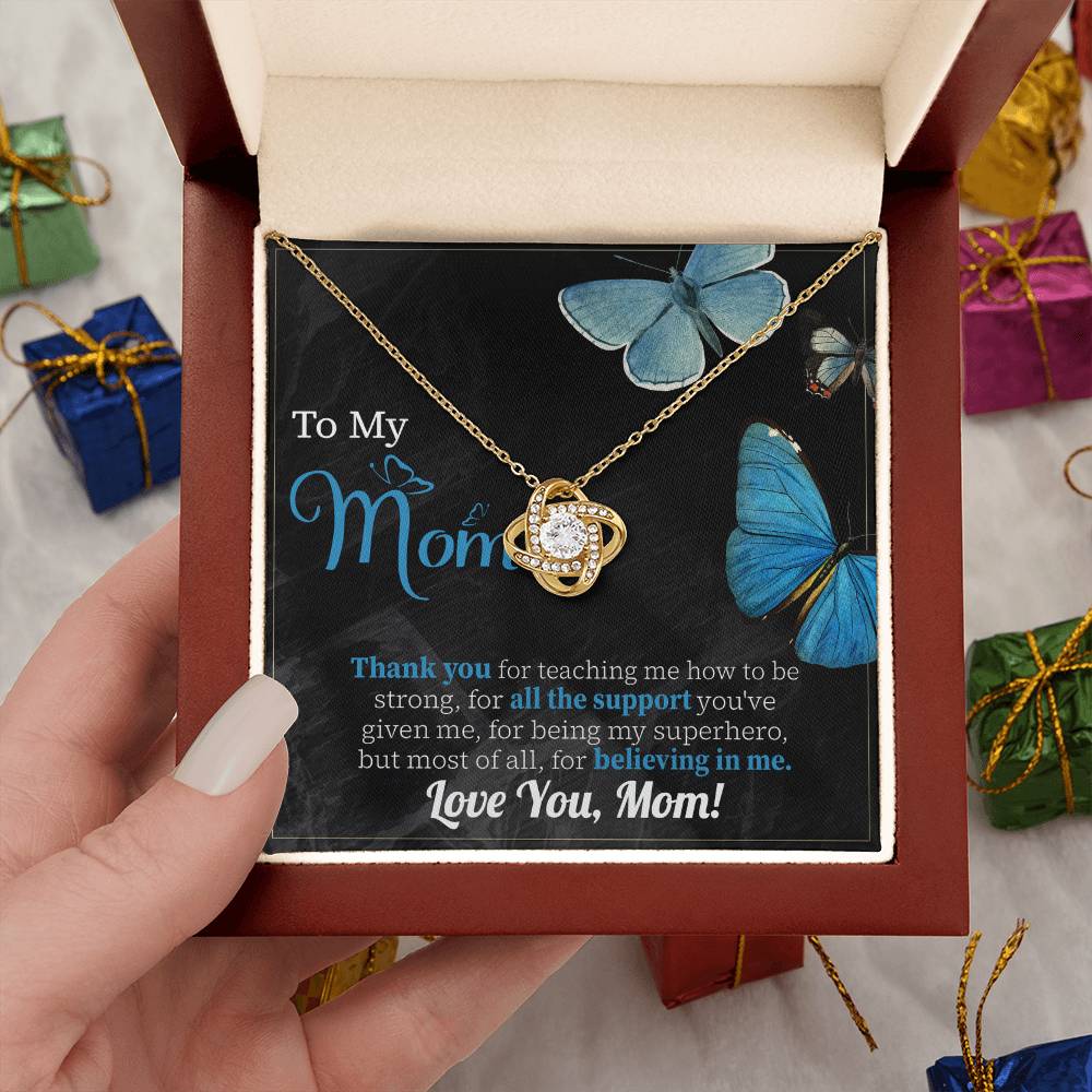 To My Mom Necklace Gift, Special Mother's Gifts, Mom Birthday Gift, Mother's Gift For Mom From Daughter And Son, 925 Silver Necklace Love Knot Necklace With Meaningful Message Card And Box.