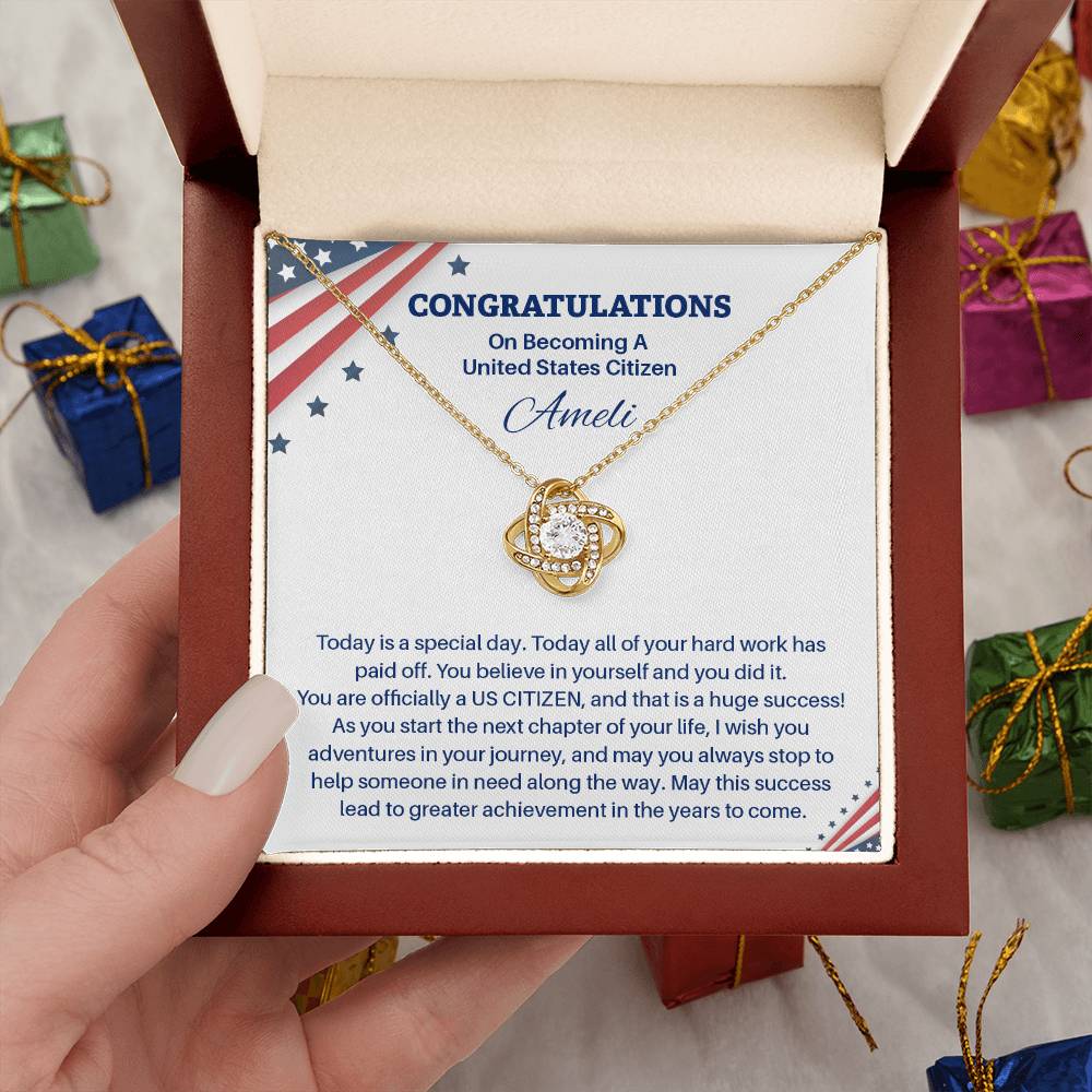 Congratulations Necklace For New U.s. Citizen Ameli Necklace For New U.s. Citizen Gift For Citizenship Achievement U.s. Citizenship Success Necklace Necklace With Citizenship Message Proud New Citizen Jewelry Necklace For First-time U.s. Citizen