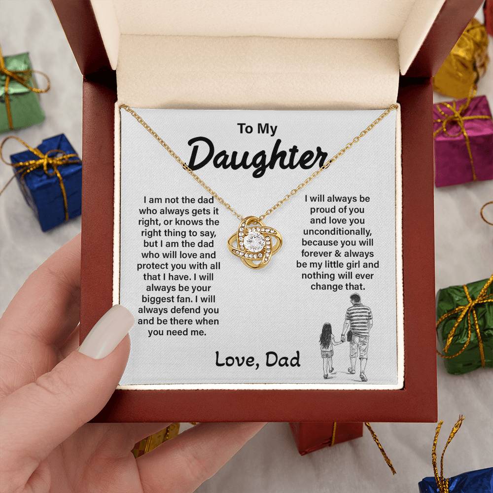 Daughter Necklace from Dad - Forever My Little Girl Love Knot Jewelry Gift