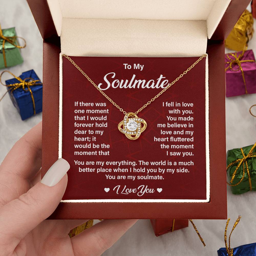 Soulmate Necklace Gift for Her with Love Quote
