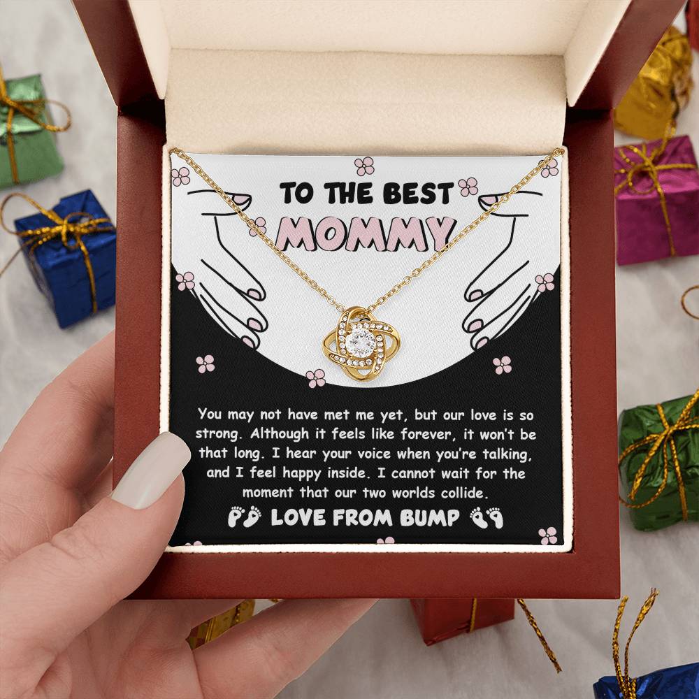 To My Best Mommy  Necklace For Mothe's Day Jewelry For Mom, Gift For Mommy From Baby Bump, Pregnancy Gift For Mommy 925 Silver Necklace Love Knot Necklace With Meaningful Message Card And Box.