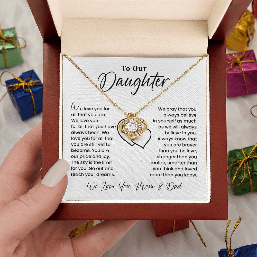 To Our Daughter Heartfelt Jewelry For Daughter Gift From Your Mom And Dad Proud Parent Gift Caring Gift For Daughter Supportive Necklace For Daughter Believe In Yourself Jewelry Daughter's Dreams Jewelry Unique Gift For Daughter Special Bond Necklace