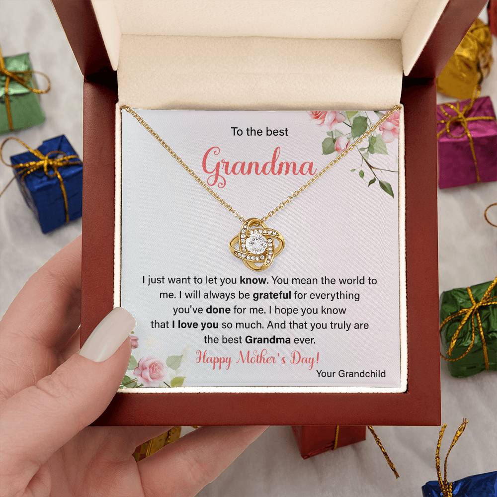 To The Best Grandma Grandmother Appreciation Necklace Love From Grandchild Gift Happy Mother’s Day For Her Sentimental Grandma Necklace Heartfelt Message For Old Lady Thank You Gift Gift For Special Person