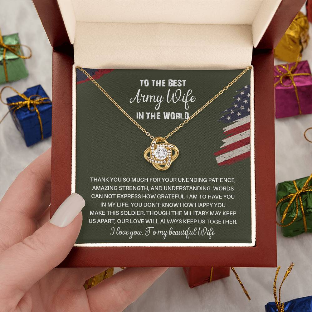 To The Best Army Wife In The World  Best Army Wife Jewelry Unwavering Support Necklace Thank You Jewelry For Wives Unique Gift For Military Spouses My Beautiful Wife Jewelry Romantic Gift For Army Wives Meaningful Gift For Military Wives