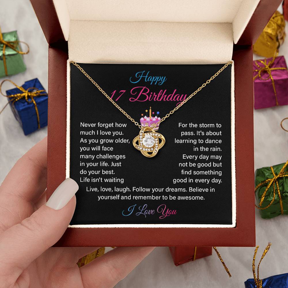 17th Birthday Necklace Gift for Her – Inspirational Message Card