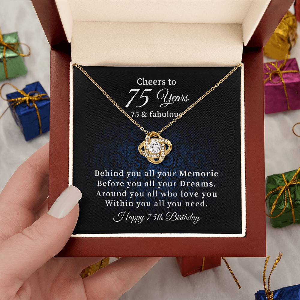 Cheers to 75 Years Necklace Birthday Gift for Her
