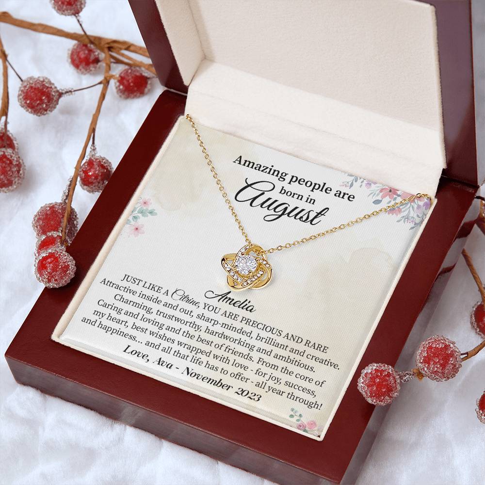 August Birthday Necklace Gift for Her – Floral Gift Box Jewelry