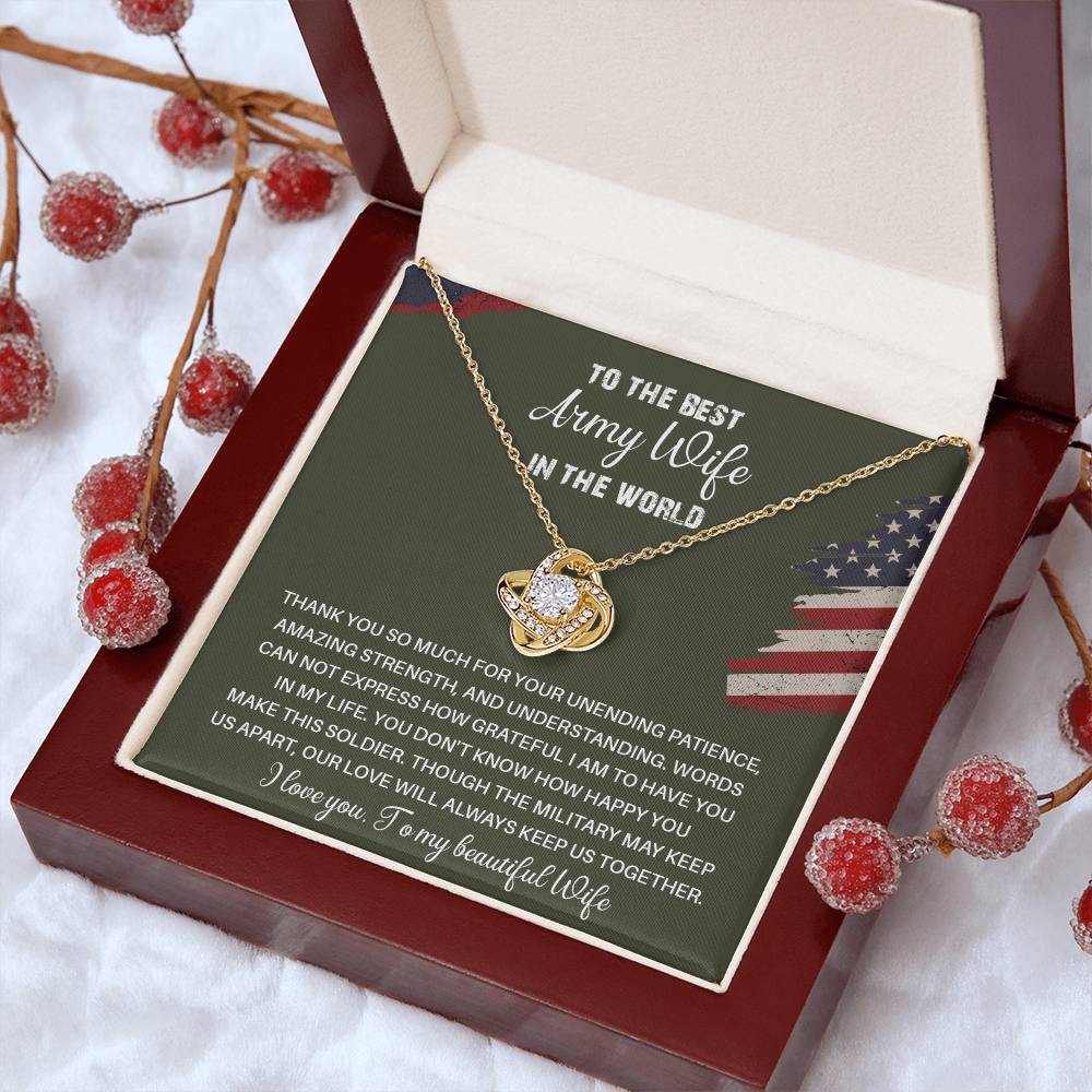 To The Best Army Wife In The World  Best Army Wife Jewelry Unwavering Support Necklace Thank You Jewelry For Wives Unique Gift For Military Spouses My Beautiful Wife Jewelry Romantic Gift For Army Wives Meaningful Gift For Military Wives