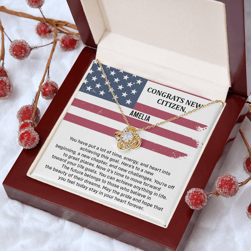 Congrats Necklace For New U.s. Citizen Amelia Necklace For New U.s. Citizen Necklace With Citizenship Message Gift For Citizenship Milestone Necklace For Official U.S Citizen Gift For American Citizenship Success Necklace For US Naturalization Celebration