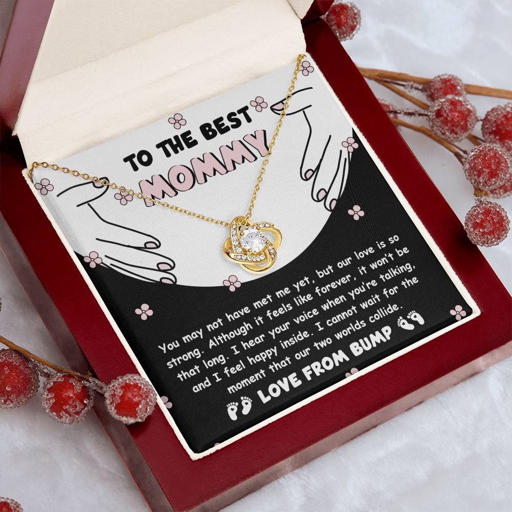 To My Best Mommy  Necklace For Mothe's Day Jewelry For Mom, Gift For Mommy From Baby Bump, Pregnancy Gift For Mommy 925 Silver Necklace Love Knot Necklace With Meaningful Message Card And Box.