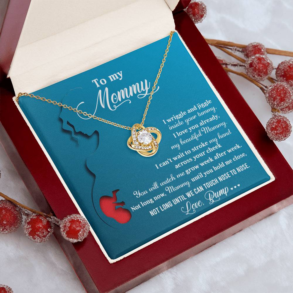 To My Mommy Necklace For Mothe's Day Jewelry For Mom, Gift For Mommy From Baby Bump, Pregnancy Gift For Mommy Love Knot Necklace With Meaningful Message Card And Box.