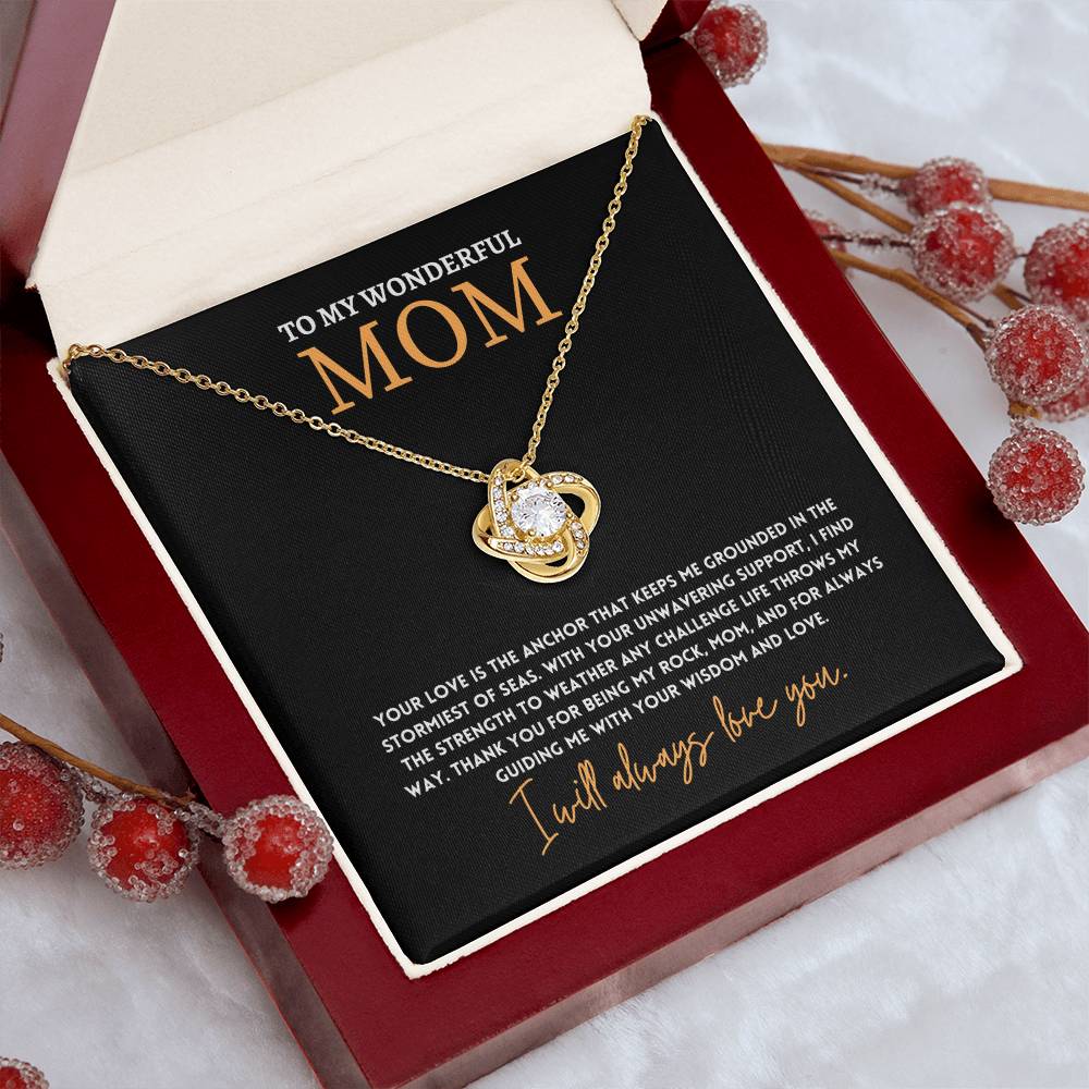 To My Wonderful Mom, Anchor Of Love Necklace Gift Engraved Love And Strength Pendant Best Mother's Day Rock And Anchor Necklace Best Unwavering Support Tribute Necklace Unique Mother's Day Love And Guidance Necklace