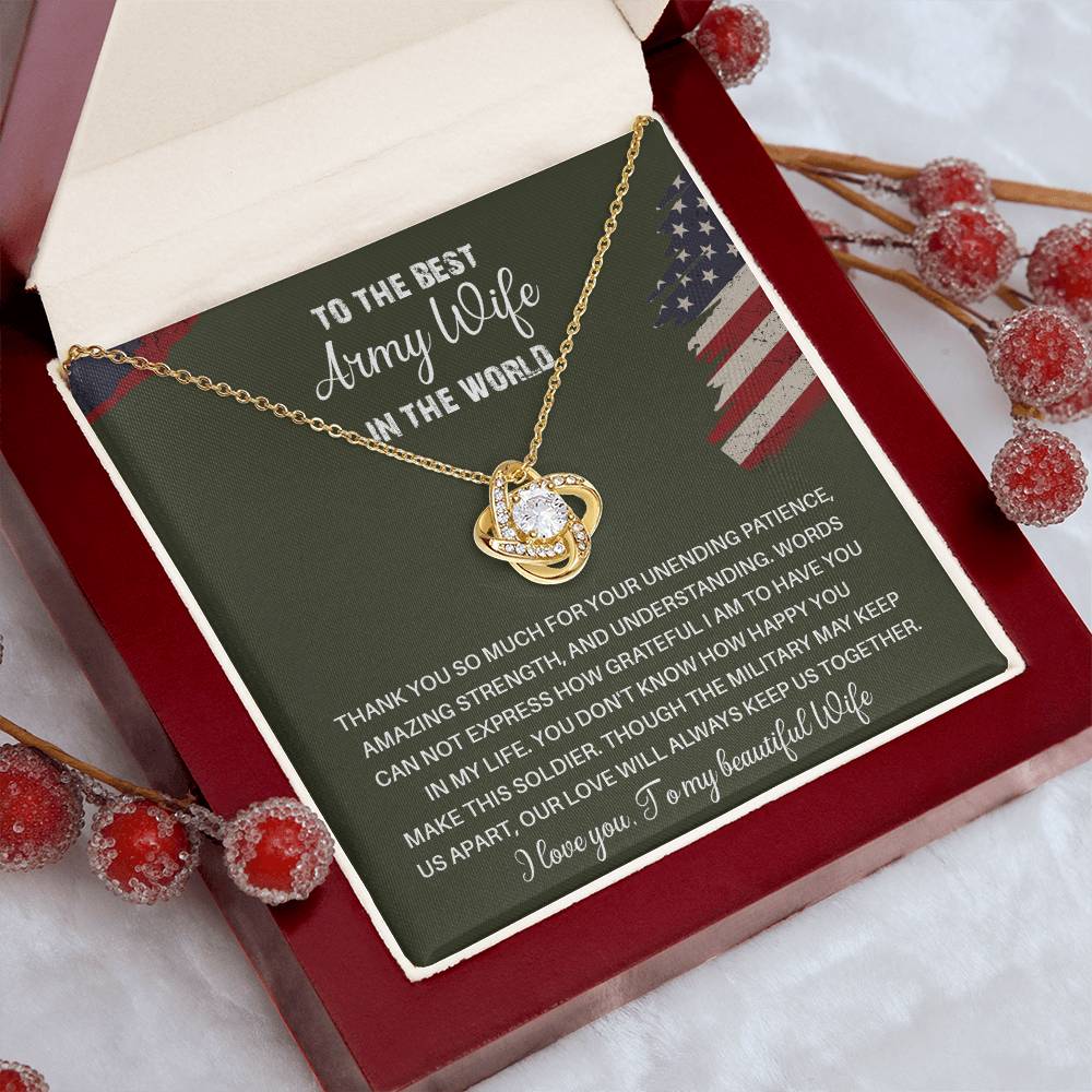 To The Best Army Wife In The World  Best Army Wife Jewelry Unwavering Support Necklace Thank You Jewelry For Wives Unique Gift For Military Spouses My Beautiful Wife Jewelry Romantic Gift For Army Wives Meaningful Gift For Military Wives