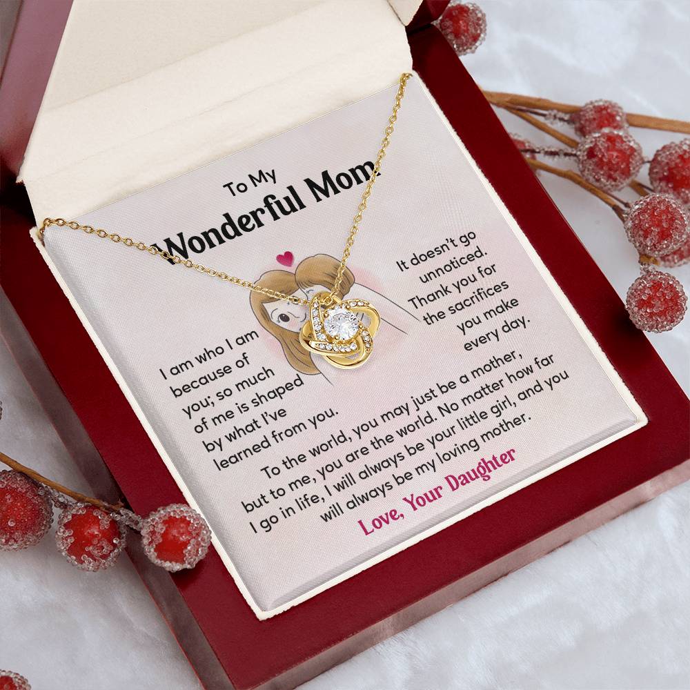 To My Wonderful Mom, Wonderful Mom Pendant Heartfelt Necklace For Her Thank You Gift For Sacrifice Sentimental Necklace For Love Loving Pendant Sentimental Pendant Appreciation Necklace For Her Special Pendant For A Mother Love Loving Pendant For Support