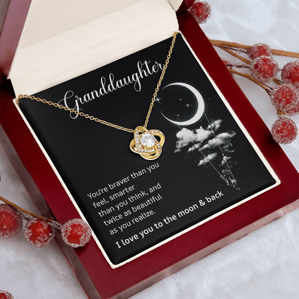 Granddaughter Necklace Gift – I Love You to the Moon & Back Card