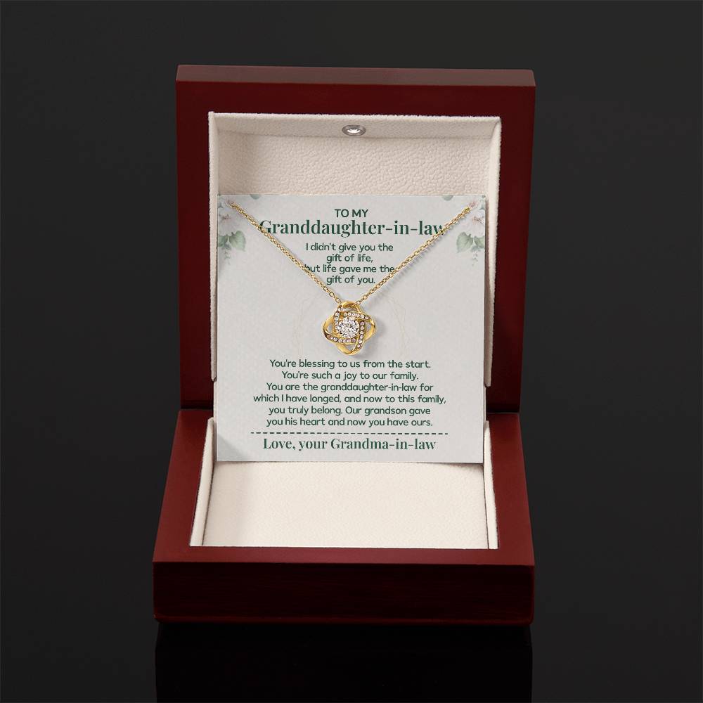 To My Granddaughter-in-law - Necklace Gift Family Is Made From Love, Not Genes Thank You For Making My Grandson Feel Complete Heartfelt Jewelry To Celebrate Our Family Bond Heartfelt Jewelry For Granddaughter-in-law Love And Family Necklace Gift