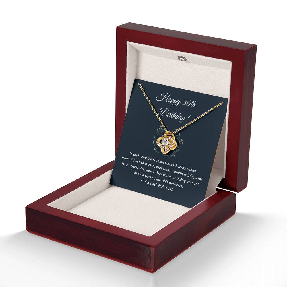 30th Birthday Necklace Gift for Her – Elegant Love Knot Pendant