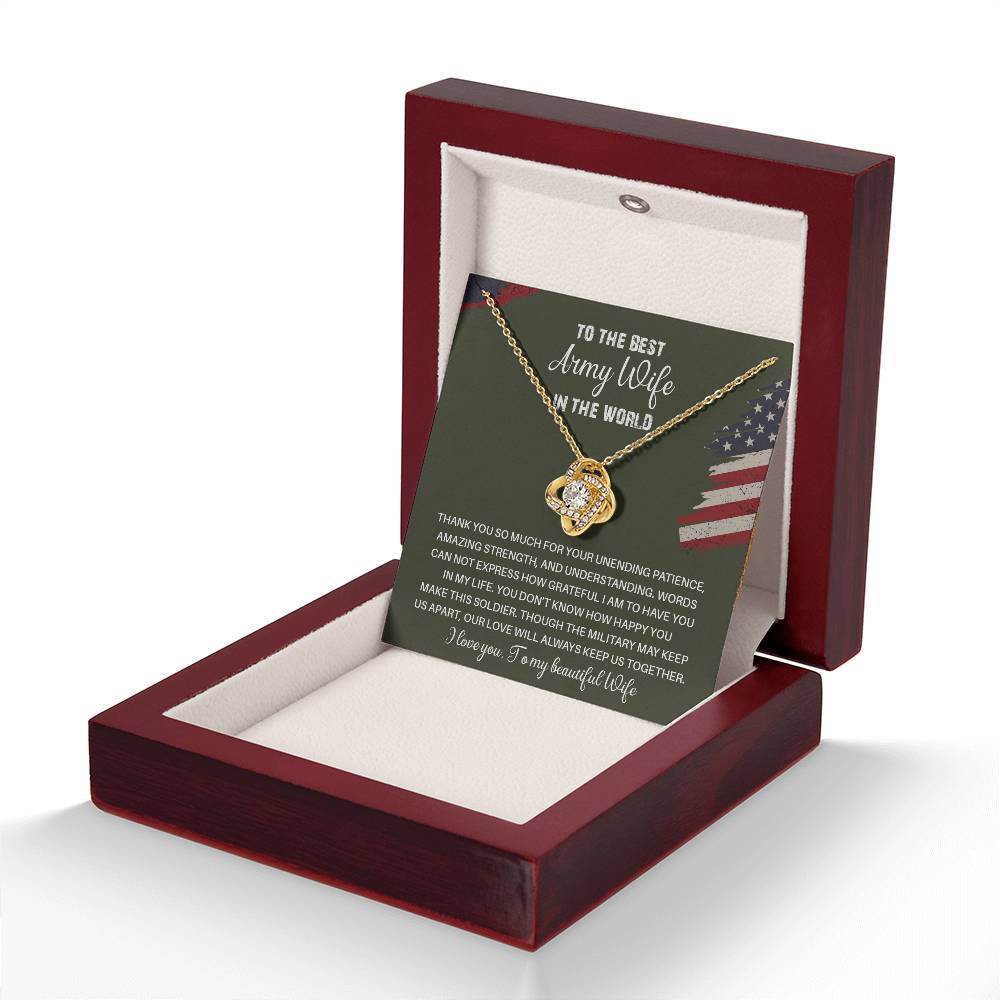 To The Best Army Wife In The World  Best Army Wife Jewelry Unwavering Support Necklace Thank You Jewelry For Wives Unique Gift For Military Spouses My Beautiful Wife Jewelry Romantic Gift For Army Wives Meaningful Gift For Military Wives