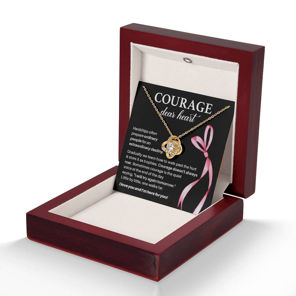 Courage, Dear Heart Overcoming Hardships Necklace Courage Necklace Extraordinary Destiny Jewelry Meaningful Gift For Cancer Patients Supportive Gift For Fighters Never Give Up Necklace Breast Cancer Necklace For Soulmate