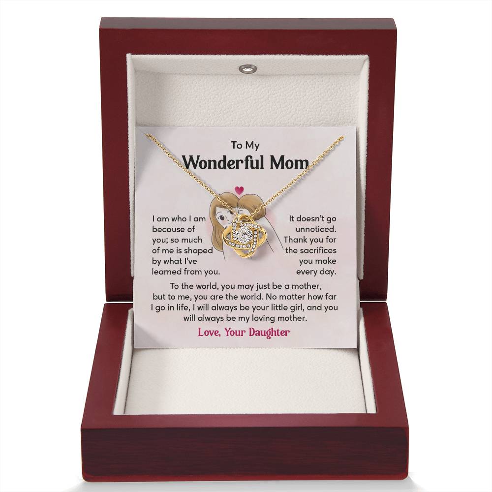 To My Wonderful Mom, Wonderful Mom Pendant Heartfelt Necklace For Her Thank You Gift For Sacrifice Sentimental Necklace For Love Loving Pendant Sentimental Pendant Appreciation Necklace For Her Special Pendant For A Mother Love Loving Pendant For Support