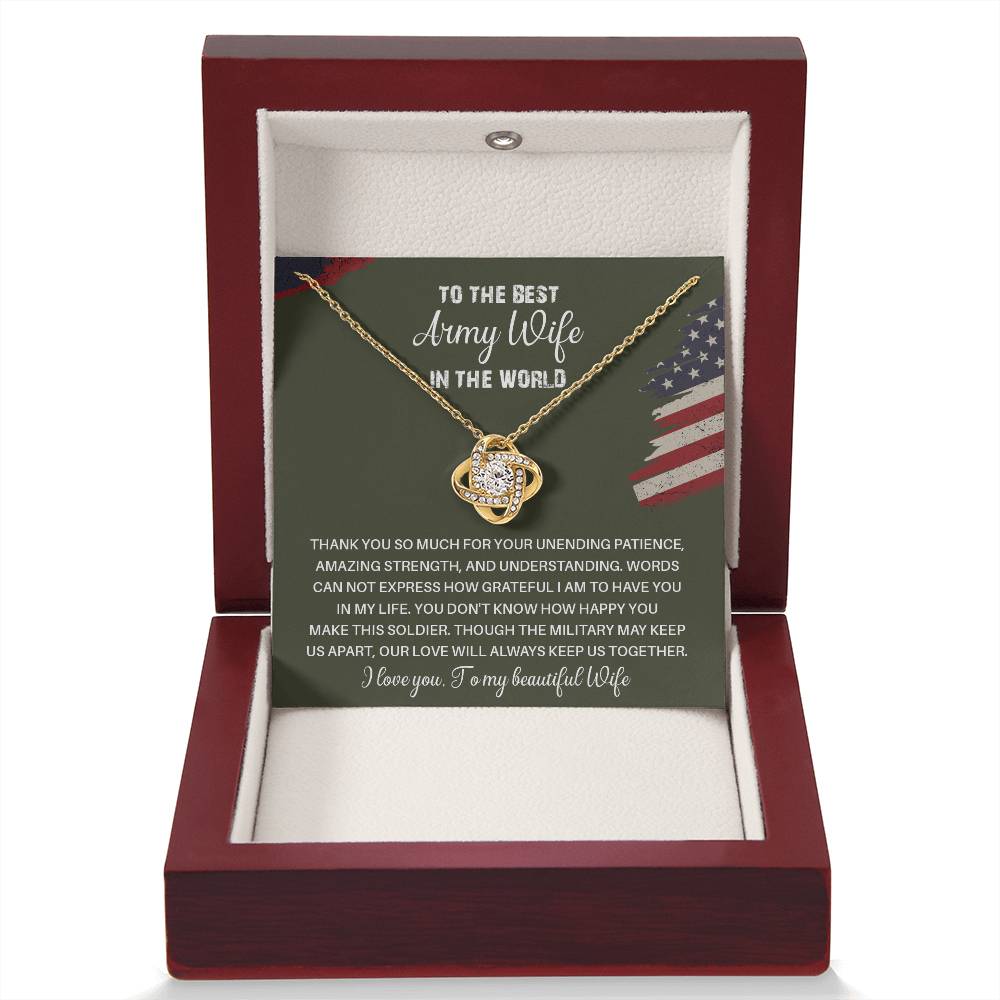 To The Best Army Wife In The World  Best Army Wife Jewelry Unwavering Support Necklace Thank You Jewelry For Wives Unique Gift For Military Spouses My Beautiful Wife Jewelry Romantic Gift For Army Wives Meaningful Gift For Military Wives