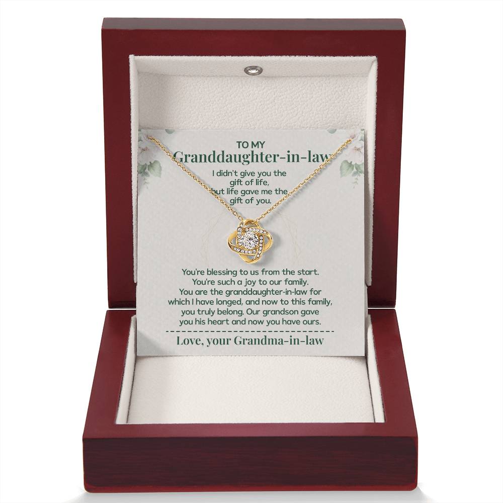 To My Granddaughter-in-law - Necklace Gift Family Is Made From Love, Not Genes Thank You For Making My Grandson Feel Complete Heartfelt Jewelry To Celebrate Our Family Bond Heartfelt Jewelry For Granddaughter-in-law Love And Family Necklace Gift