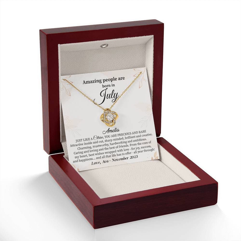 July Birthday Gift for Her – Elegant Necklace with Card