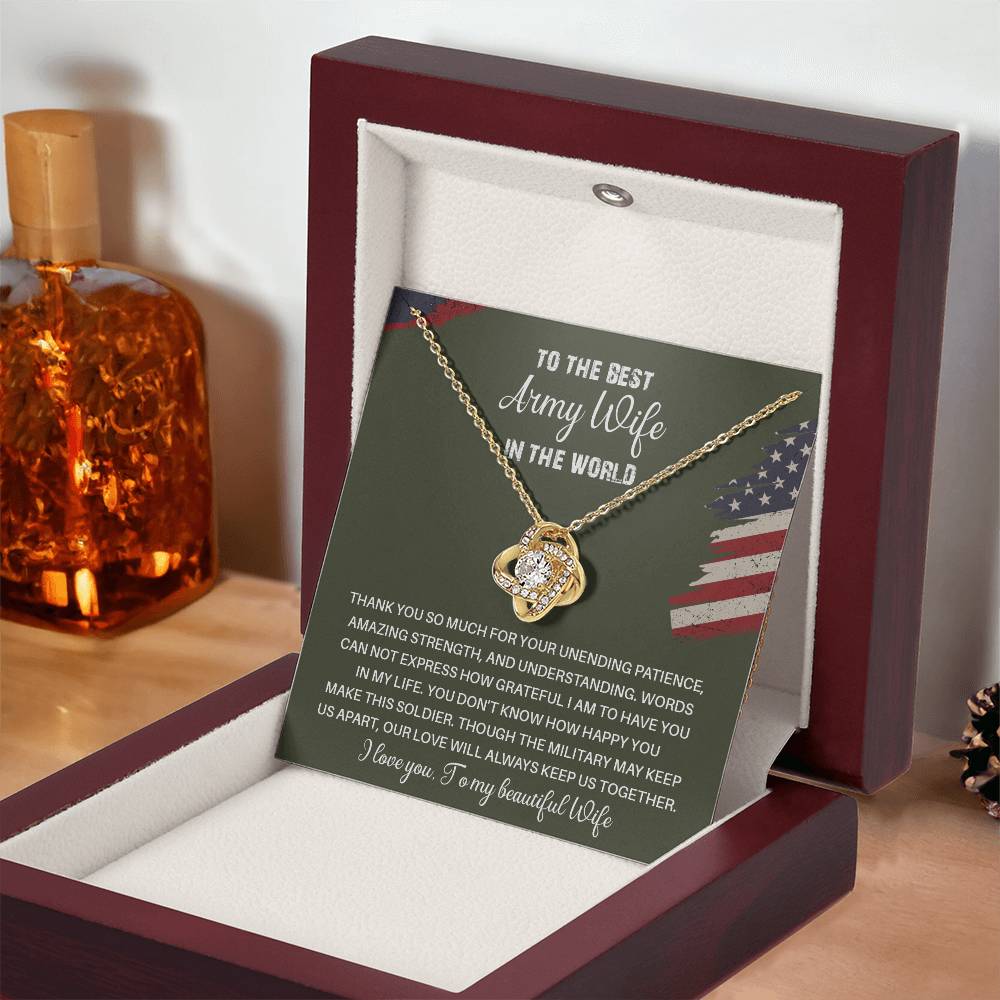 To The Best Army Wife In The World  Best Army Wife Jewelry Unwavering Support Necklace Thank You Jewelry For Wives Unique Gift For Military Spouses My Beautiful Wife Jewelry Romantic Gift For Army Wives Meaningful Gift For Military Wives