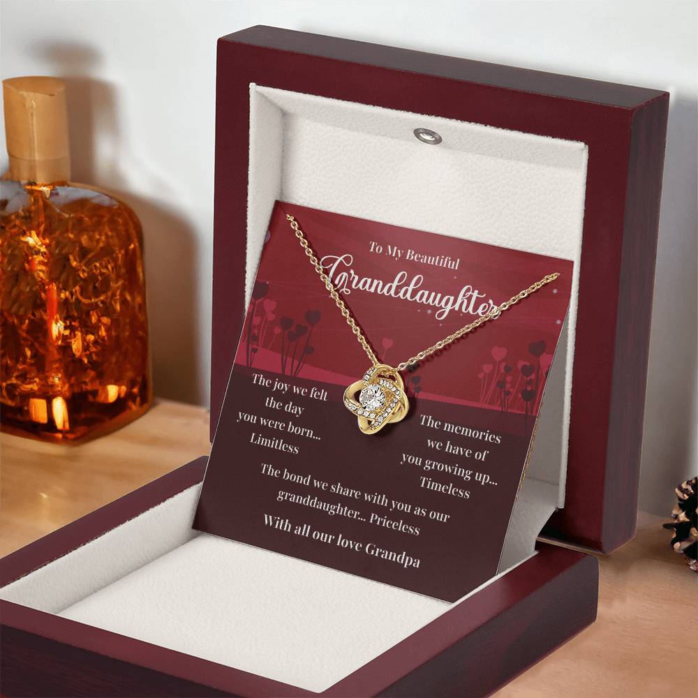 Granddaughter Necklace Gift from Grandpa with Message Card