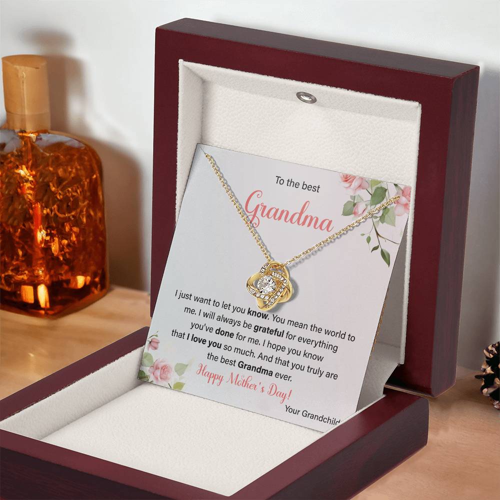 To The Best Grandma Grandmother Appreciation Necklace Love From Grandchild Gift Happy Mother’s Day For Her Sentimental Grandma Necklace Heartfelt Message For Old Lady Thank You Gift Gift For Special Person