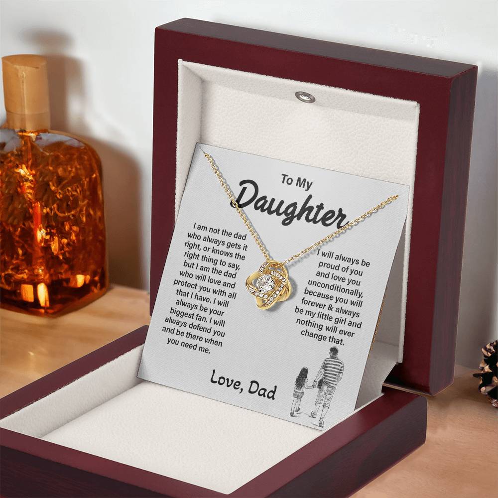 Daughter Necklace from Dad - Forever My Little Girl Love Knot Jewelry Gift