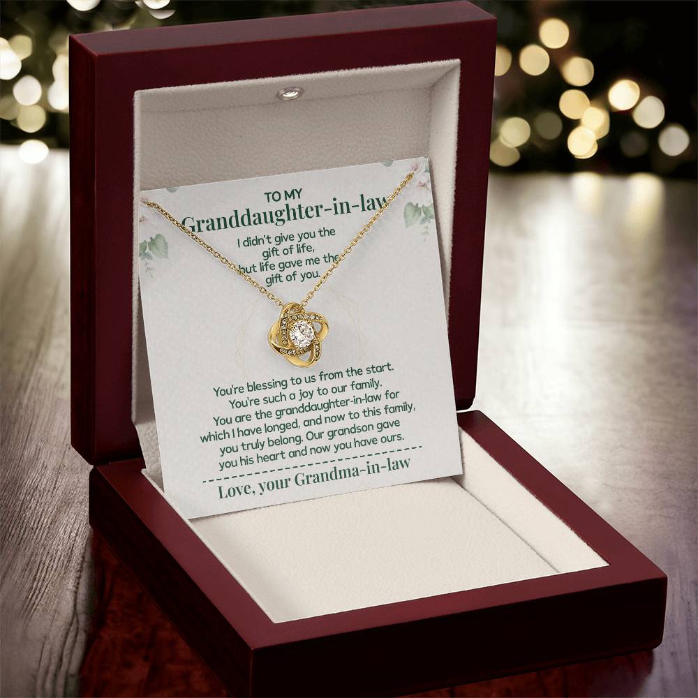 To My Granddaughter-in-law - Necklace Gift Family Is Made From Love, Not Genes Thank You For Making My Grandson Feel Complete Heartfelt Jewelry To Celebrate Our Family Bond Heartfelt Jewelry For Granddaughter-in-law Love And Family Necklace Gift