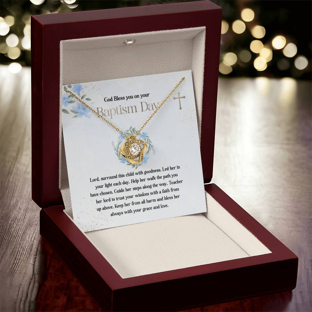 Baptism Necklace Gift for Girl with Message Card