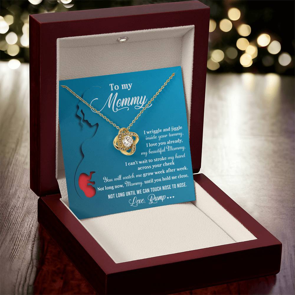 To My Mommy Necklace For Mothe's Day Jewelry For Mom, Gift For Mommy From Baby Bump, Pregnancy Gift For Mommy Love Knot Necklace With Meaningful Message Card And Box.