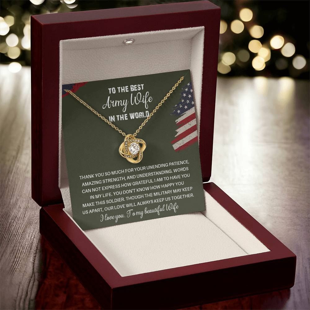 To The Best Army Wife In The World  Best Army Wife Jewelry Unwavering Support Necklace Thank You Jewelry For Wives Unique Gift For Military Spouses My Beautiful Wife Jewelry Romantic Gift For Army Wives Meaningful Gift For Military Wives