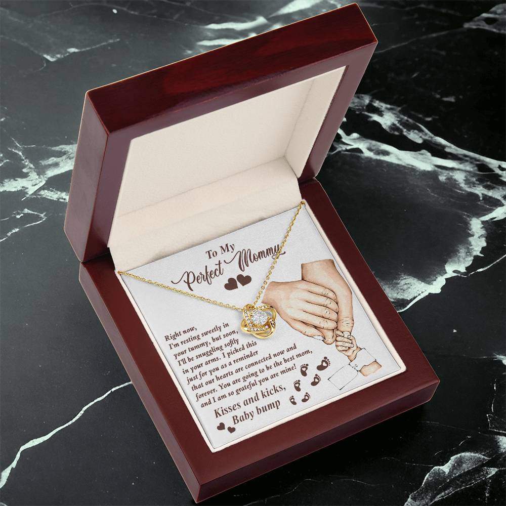 To My Perfect Mommy Necklace, Expecting Momma Gift For Mother's Day, Gift For Pregnant Mom, Love Kisses And Kicks, Baby Bump Necklaces With Meaningful Messages Card Inside.