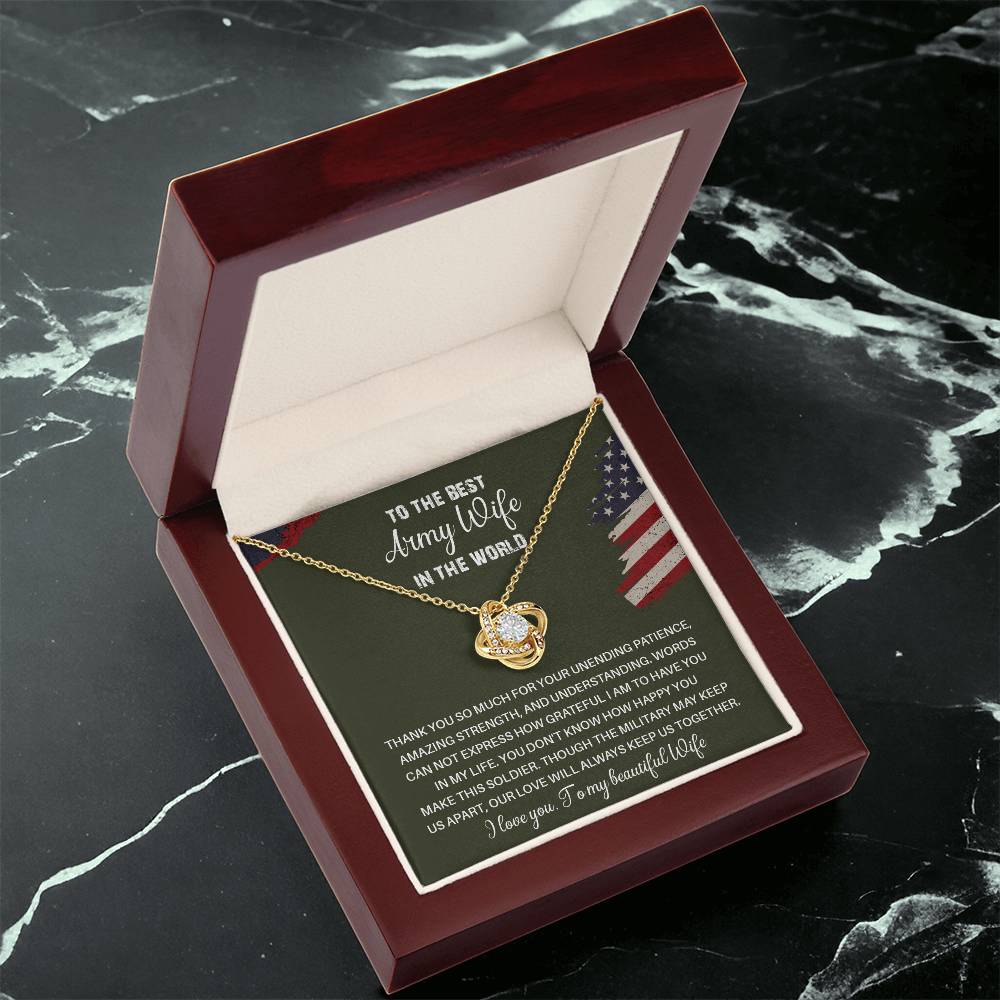 To The Best Army Wife In The World  Best Army Wife Jewelry Unwavering Support Necklace Thank You Jewelry For Wives Unique Gift For Military Spouses My Beautiful Wife Jewelry Romantic Gift For Army Wives Meaningful Gift For Military Wives