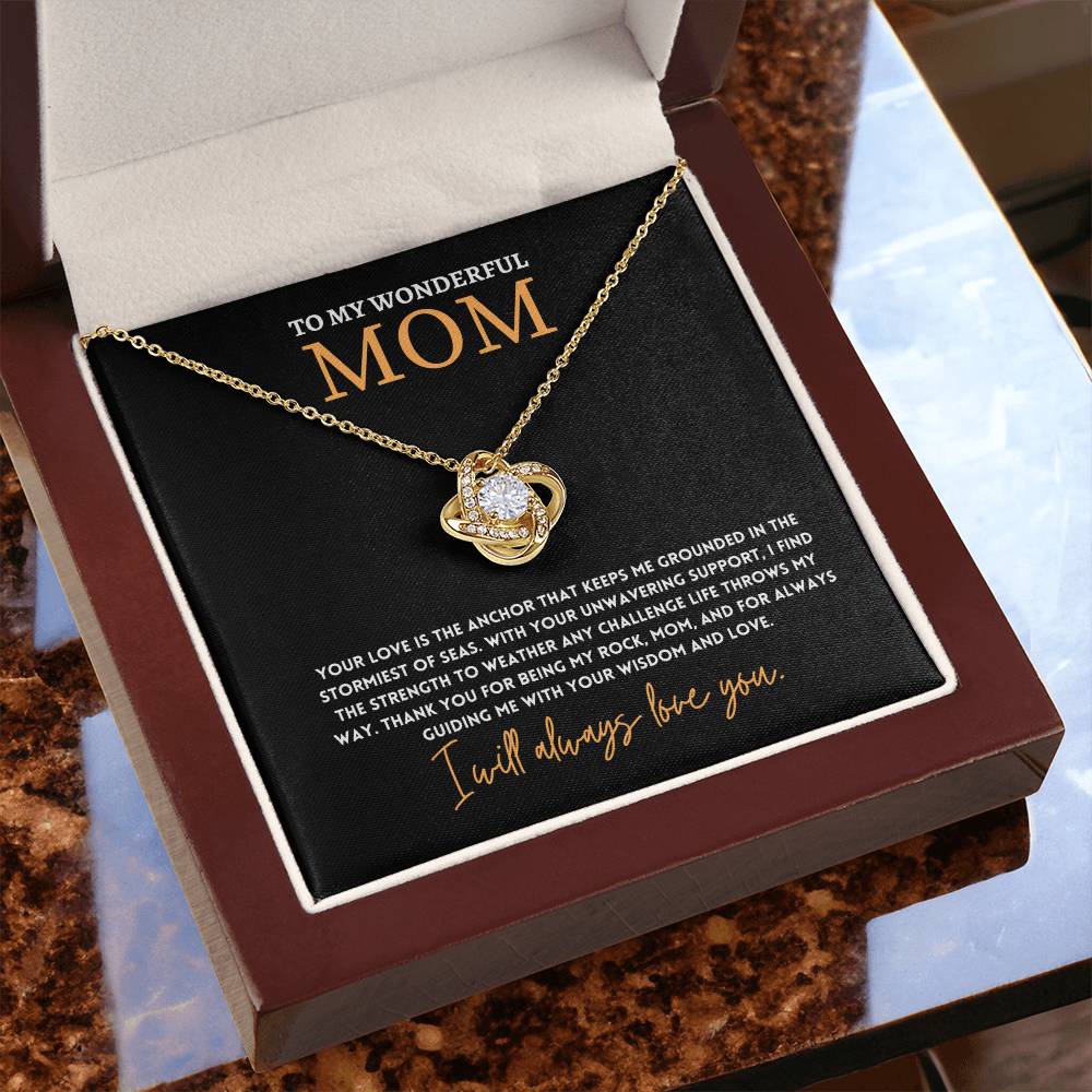 To My Wonderful Mom, Anchor Of Love Necklace Gift Engraved Love And Strength Pendant Best Mother's Day Rock And Anchor Necklace Best Unwavering Support Tribute Necklace Unique Mother's Day Love And Guidance Necklace