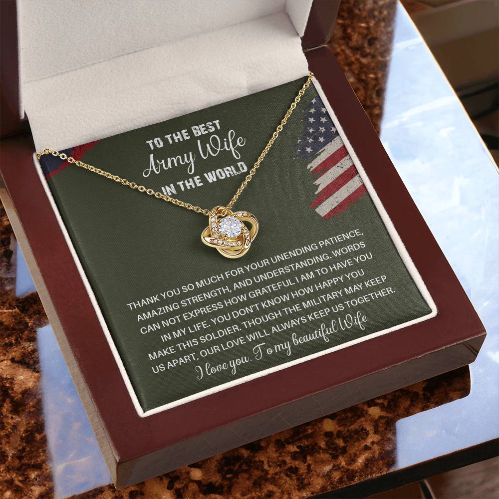 To The Best Army Wife In The World  Best Army Wife Jewelry Unwavering Support Necklace Thank You Jewelry For Wives Unique Gift For Military Spouses My Beautiful Wife Jewelry Romantic Gift For Army Wives Meaningful Gift For Military Wives