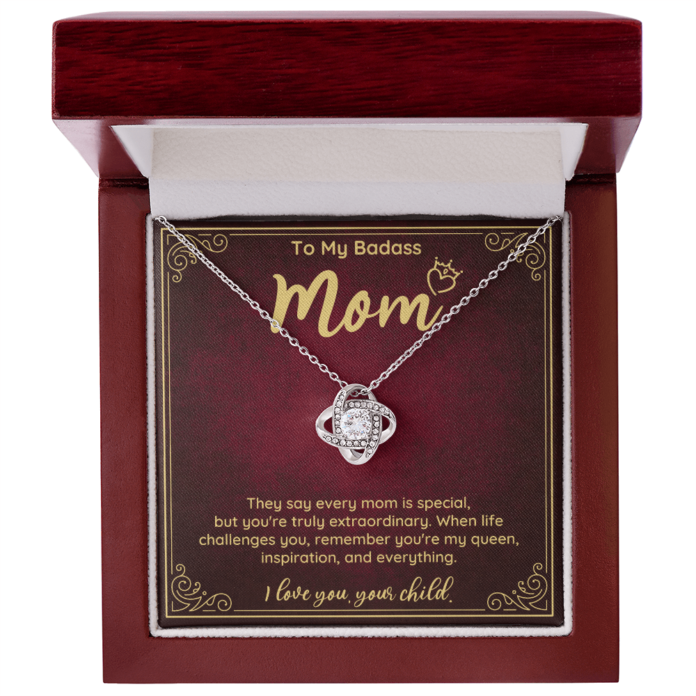 Badass Mom Necklace Gift from Daughter or Son – Fierce Queen Jewelry for Mother’s Day, Birthday