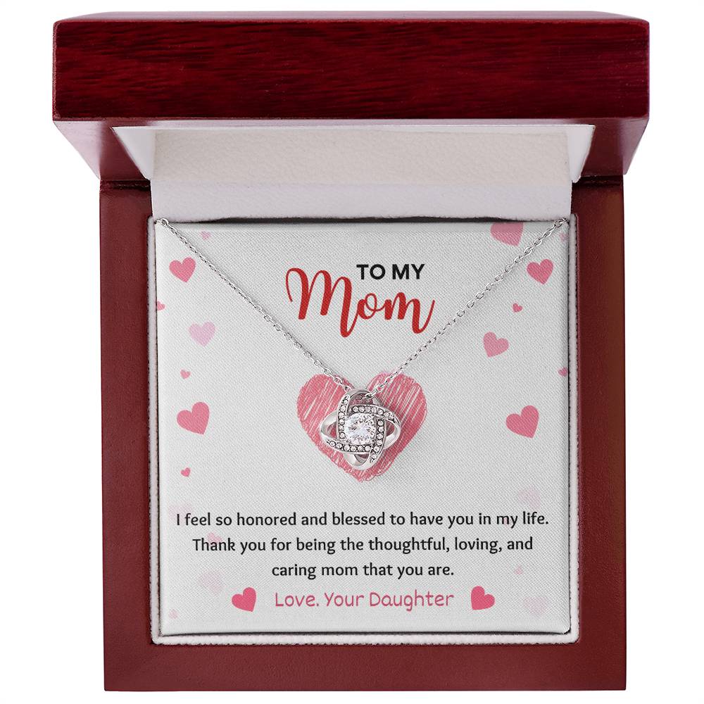 Mom Necklace Gift from Daughter – Message Card and Box