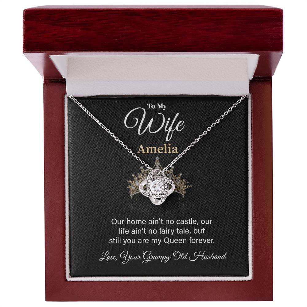 To My Wife Amelia Necklace – Romantic Jewelry Gift From Your Grumpy Old Husband, Celebrating Love And Your Forever Queen