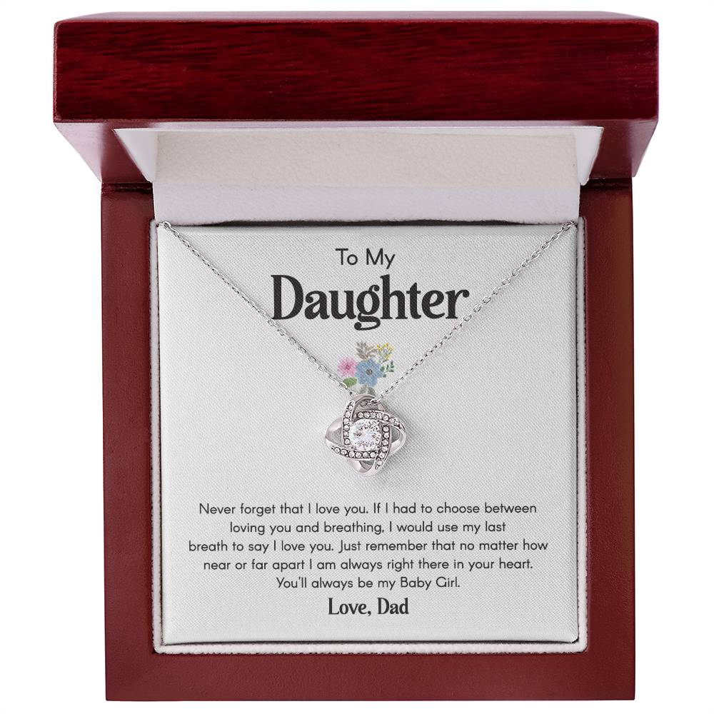 Daughter Necklace from Dad Floral Message Card Jewelry
