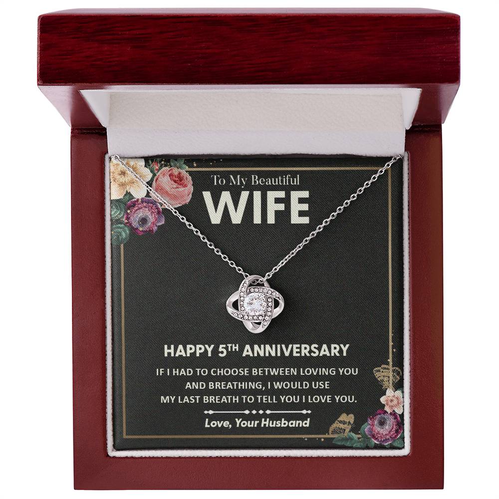5th Anniversary Necklace Gift for Wife – Love Note Box