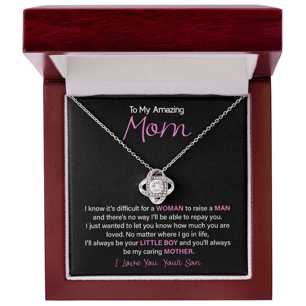 Necklace for Mom from Son – You Raised a Man Message Card Gift