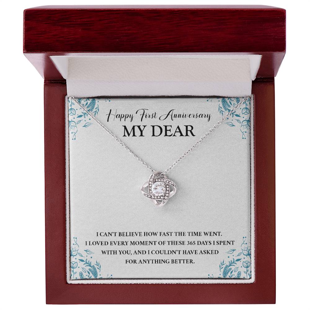 First Anniversary Necklace Gift for My Dear 365 Days of Love Message Card