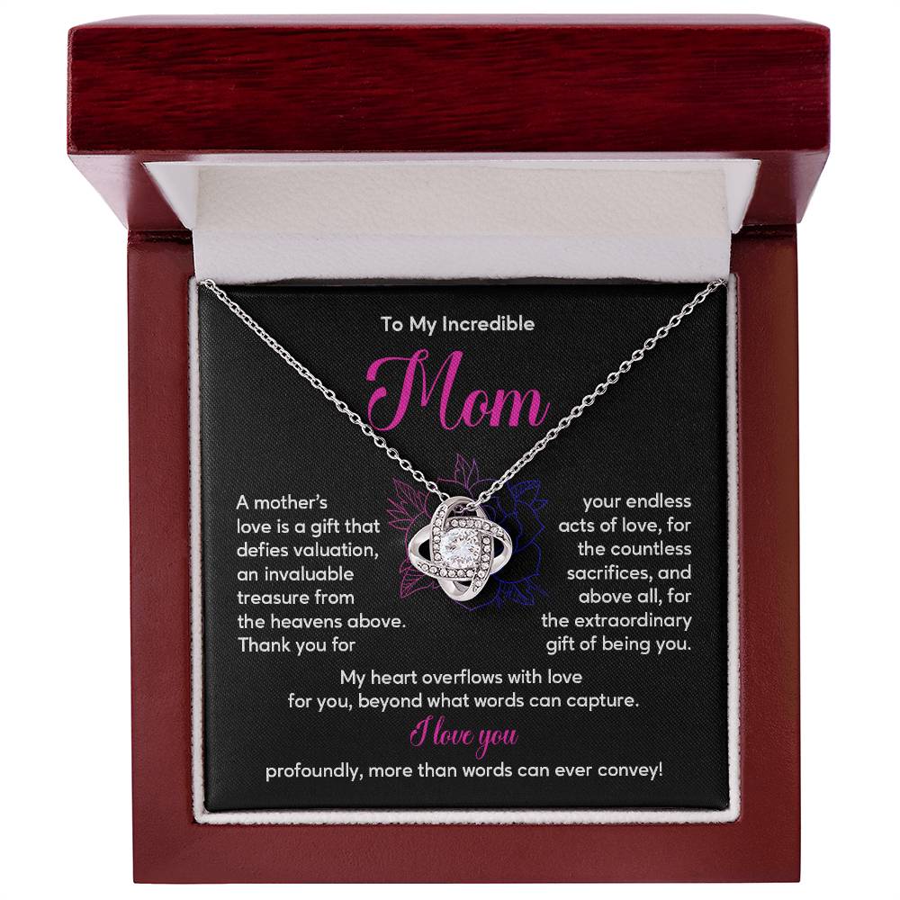 Incredible Mom Necklace Gift with Message Card