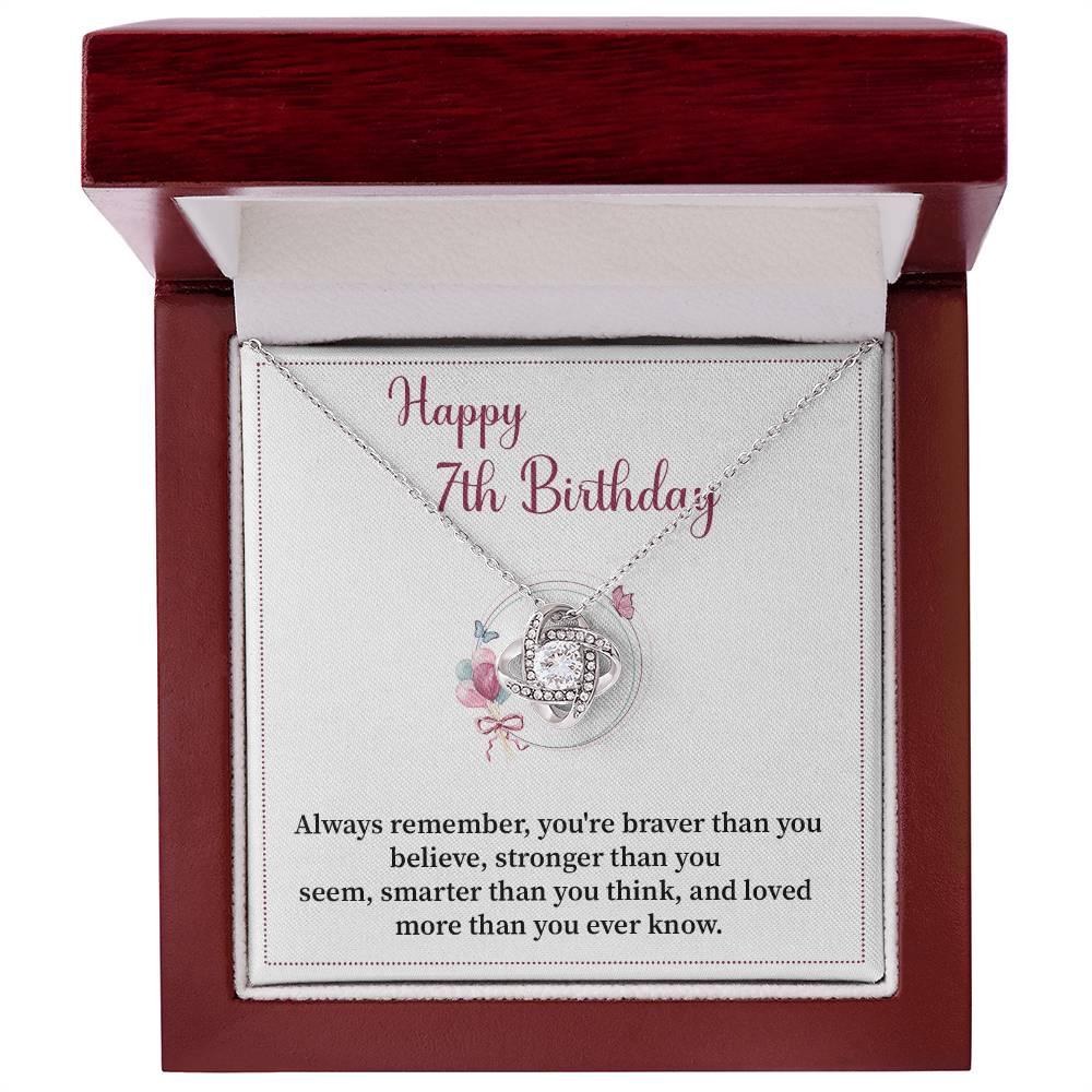 7th Birthday Necklace Gift for Girl – Sweet Message Card Jewelry