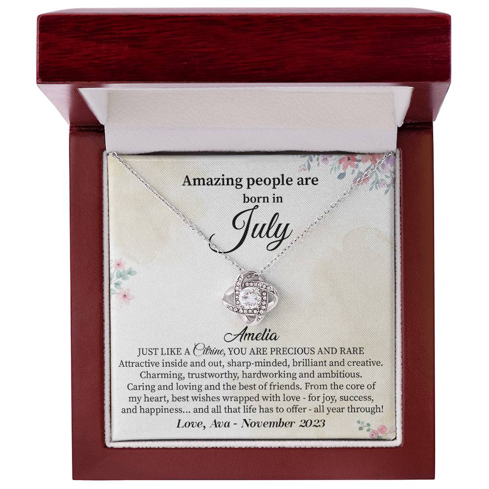 July Birthday Necklace Gift for Her – Floral Gift Box Jewelry